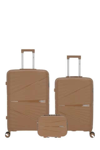 Set van 2 Trolleys en Beautycase Vela (M/L/W)- Taupe - 65 / 75 / 35 cm