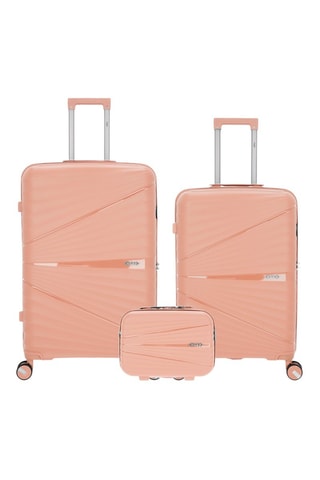 Set van 2 Trolleys en Beautycase Vela (M/L/W)- Lichtroze - 65 / 75 / 35 cm
