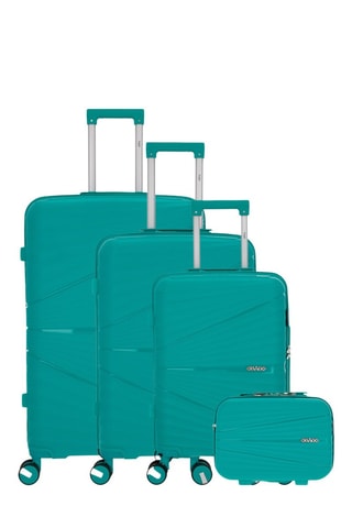 Set van 3 Trolleys en Beautycase Vela-C (S/M/L/W) - Groen - 55/65/75/35 cm