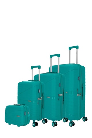 Set van 3 Trolleys en Beautycase Vela-C (S/M/L/W) - Groen - 55/65/75/35 cm
