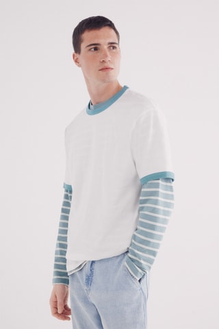 T-shirt - Avorio e celeste