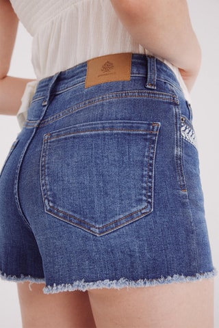 Spijkershort met Hoge Taille - Donkerblauw