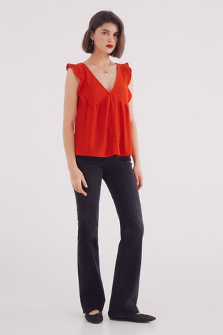 Top met Engelse borduursels - Rood