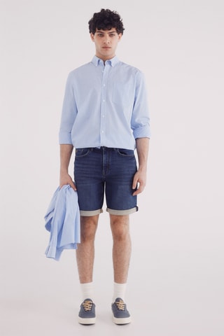 Spijkerbermuda - Hemelsblauw