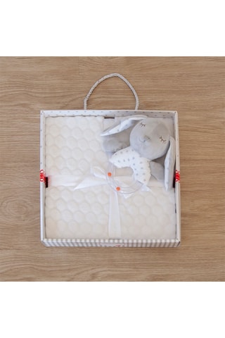 Manta Liso con sonajero - Desde recién nacido - 80 x 110 cm - Beige