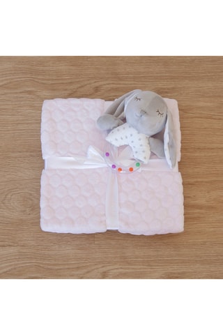 Manta Liso con sonajero - Desde recién nacido - 80 x 110 cm - Rosa