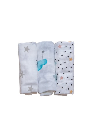 3 muselinas Nordic Bear, Chloé b & Fishing - 60 x 60 cm - Multicolor