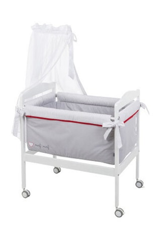 Minicuna y textil de cuna Rabbit - 6 piezas - Desde recién nacido - Blanco y gris