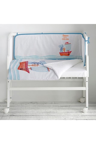 Minicuna de colecho de haya, nórdico y protector de cuna Sailor Boat - Hasta 9 meses - 15 kg - Multicolor