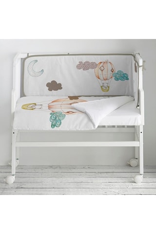 Minicuna de colecho de haya, nórdico y protector de cuna Oso Globo - Hasta 9 meses - 15 kg - Multicolor