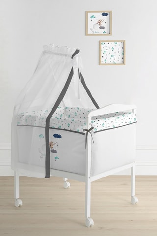 Minicuna de madera y textil de cuna Fishing Stars - Blanco