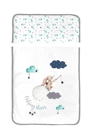 Minicuna de madera y textil de cuna Fishing Stars - Blanco