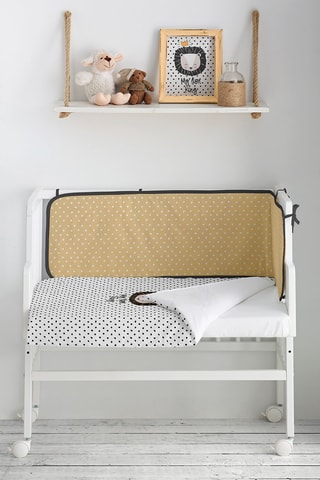 Minicuna de colecho y juego de cuna My Lion King - Desde recién nacido - 4 piezas - Blanco y amarillo