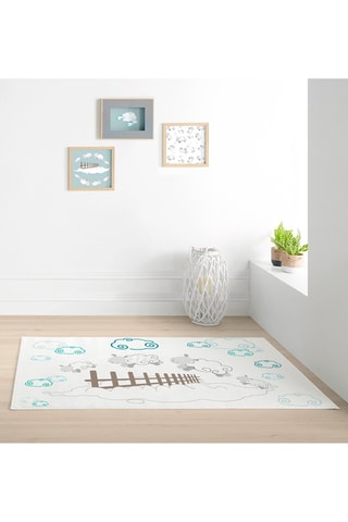 Alfombra Compte-Moutons - 110 x 150 cm - Desde 36 meses - Blanco y azul