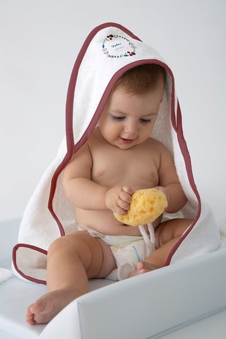 Capa y guante de baño Dulces Sueños - 75 x 75 cm - Desde 24 meses - Burdeos