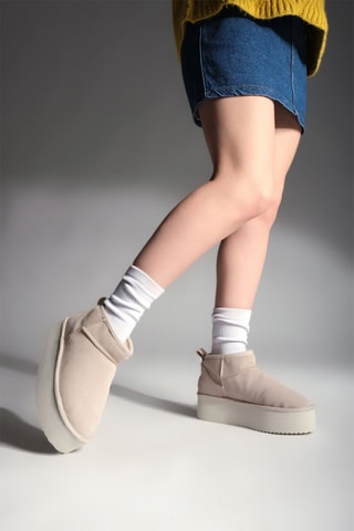 Low boots em couro - Bege