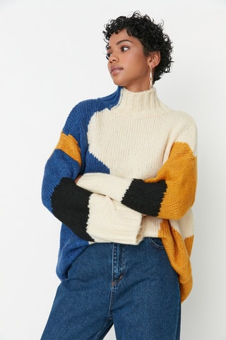 Camisola - Cru e azul