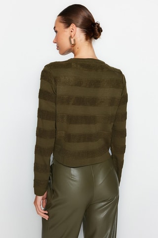 Casaco de malha às riscas - Caqui