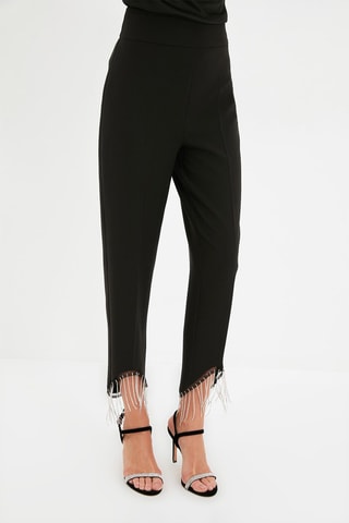 Calças slim 7/8 cintura alta - Preto