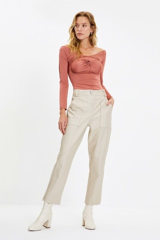 Calças corte cigarro 7/8 - Bege