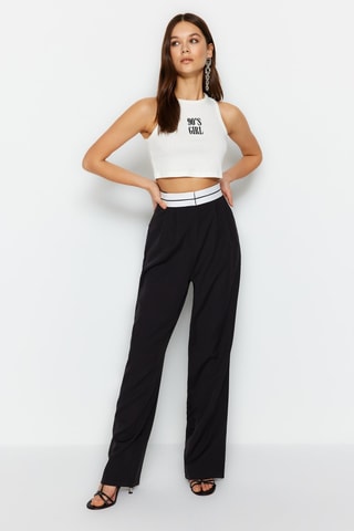 Calças bootcut de cintura alta - Preto