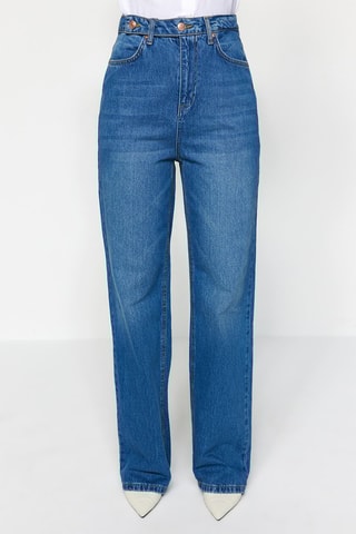 Calças de ganga wide legs cintura subida Azul