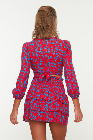 Crop top e saia de praia - Vermelho