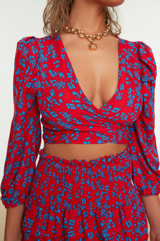 Crop top e saia de praia - Vermelho