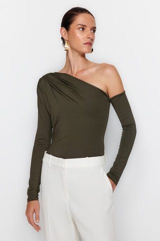 Top assimétrico Caqui