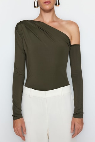 Top assimétrico Caqui