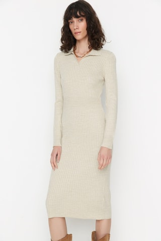 Vestido-camisola Bege