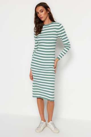 Vestido-camisola Verde-água e branco