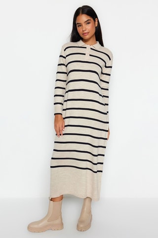 Vestido - Azul e cru