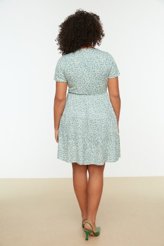 Vestido estilo patinadora Verde-claro e branco