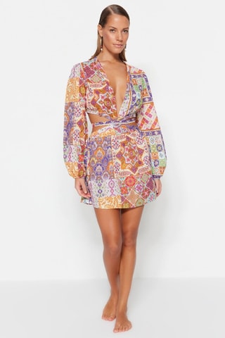 Vestido de praia - Laranja e violeta