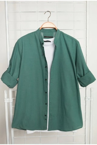 Camisa slim - Verde-escuro