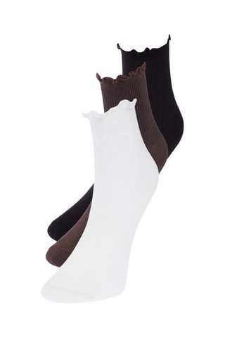 3 pares de meias - Castanho e branco