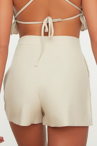Calções de praia de cintura subida - Bege