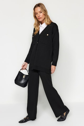 Casaco de malha e calças Preto