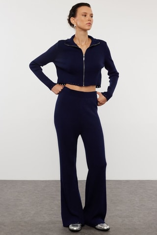 Casaco de malha e calças - Azul-marinho