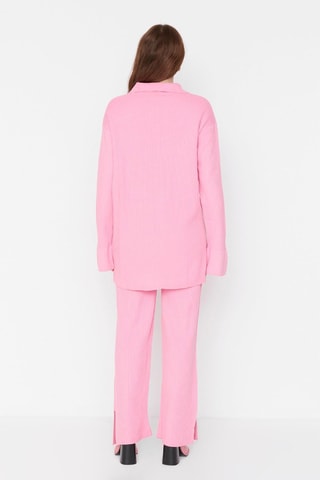 Casaco de malha comprido e calças - Rosa
