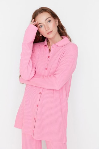 Casaco de malha comprido e calças - Rosa