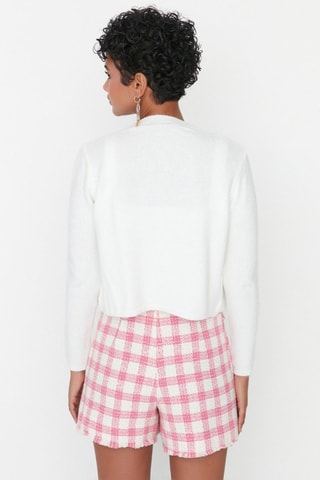 Casaco de malha e crop top - Cru