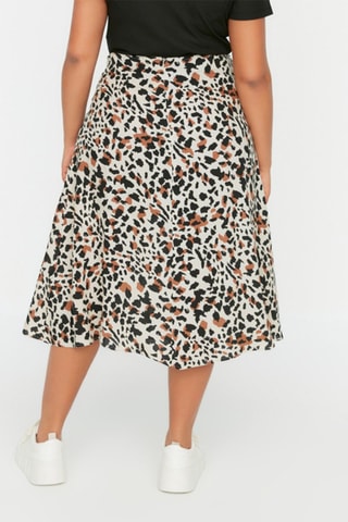 Saia midi Plus Size Bege