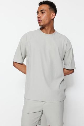 T-shirt oversize - Cinzento-claro