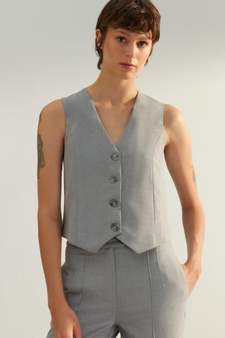 Colete de fato sem mangas - Cinzento-claro