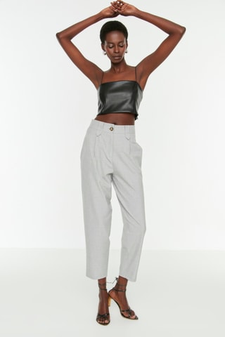 Calças corte cenoura - Cinzento-claro