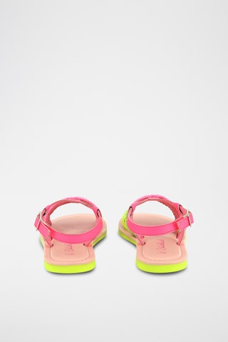 Sandali in pelle - Rosa e verde fluo