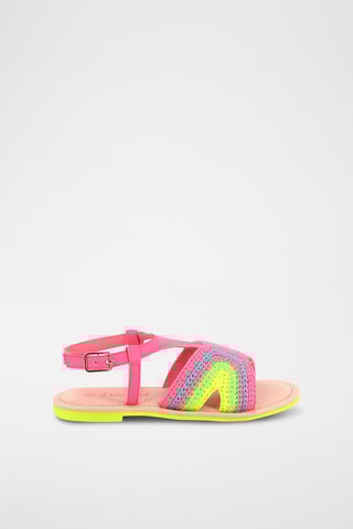 Sandali in pelle - Rosa e verde fluo