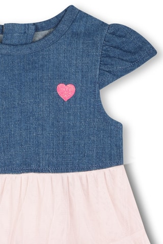 Abito bimateriale - Navy e rosa